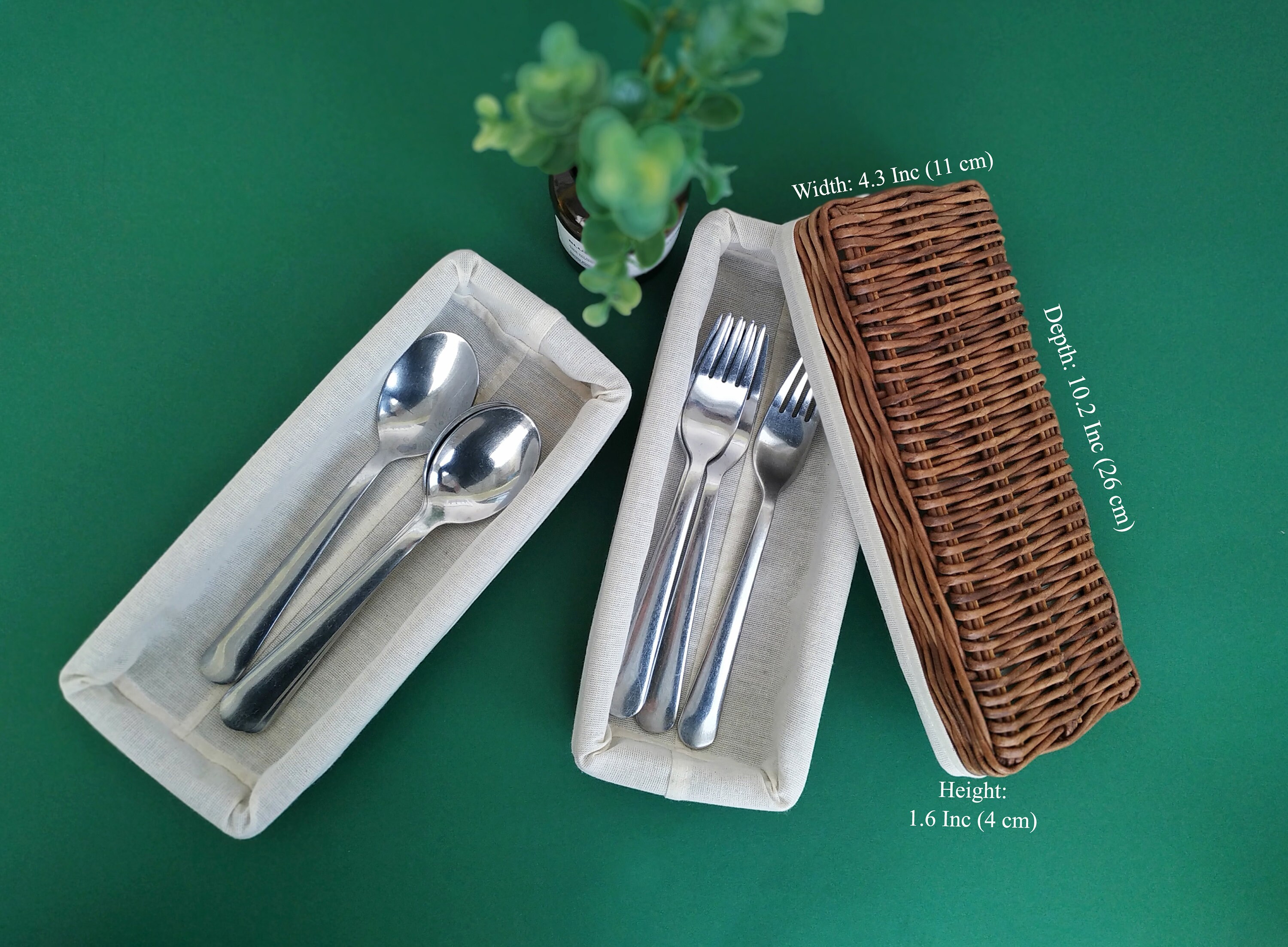 Wicker cutlery tray Set of 3 cutlery holder for table Utensil Etsy