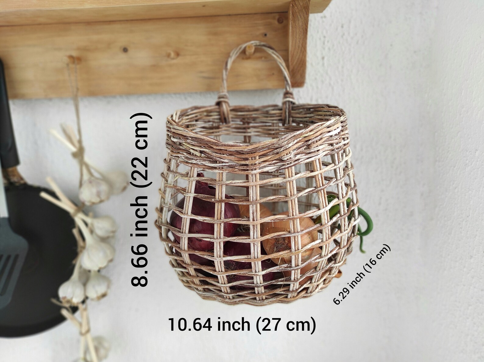 Onion basket Kitchen wall decor farmhouse Kitchen storage Etsy