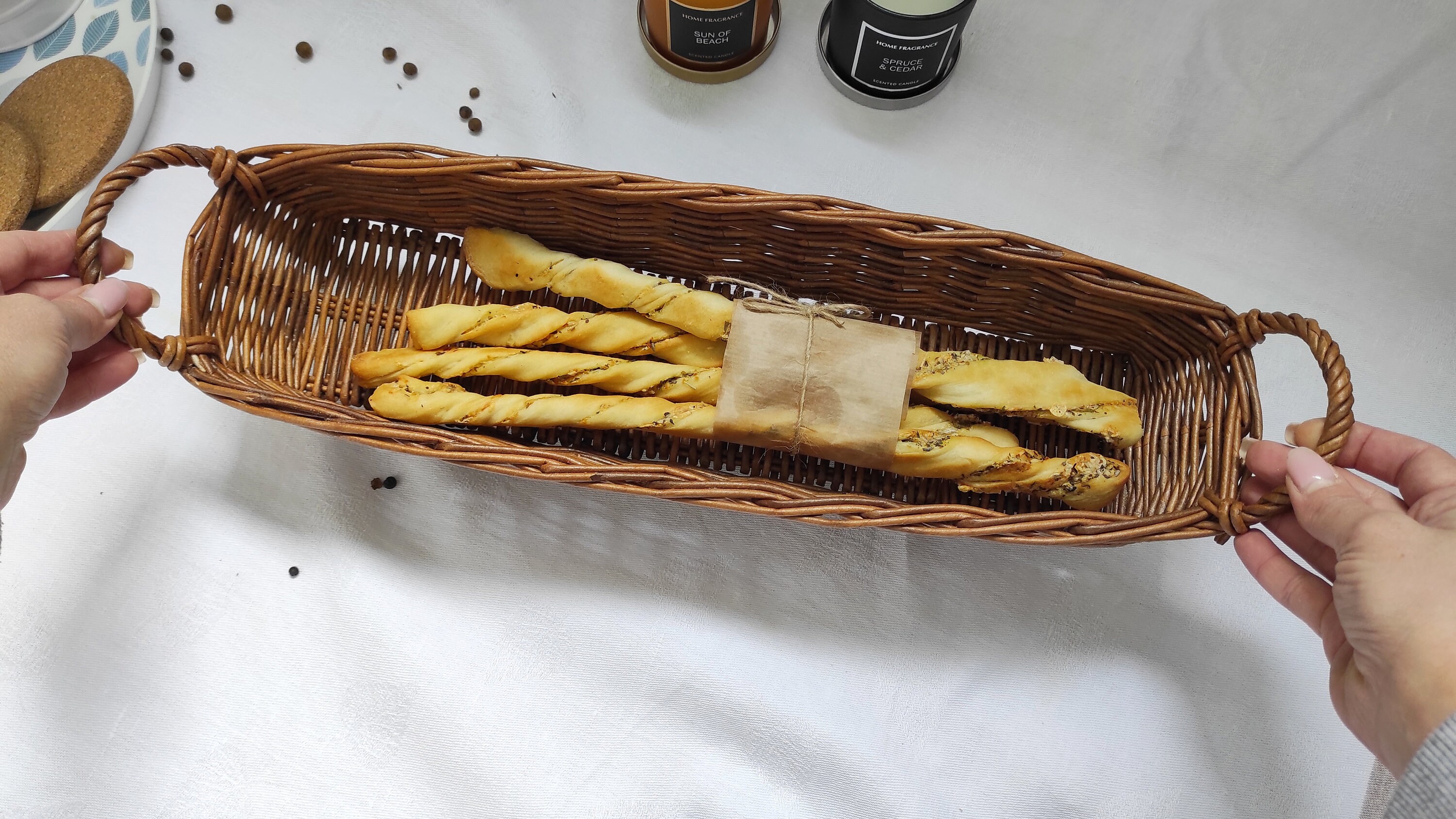 Long Bread Basket Wicker Basket for Bread Storage Brown Bread Etsy