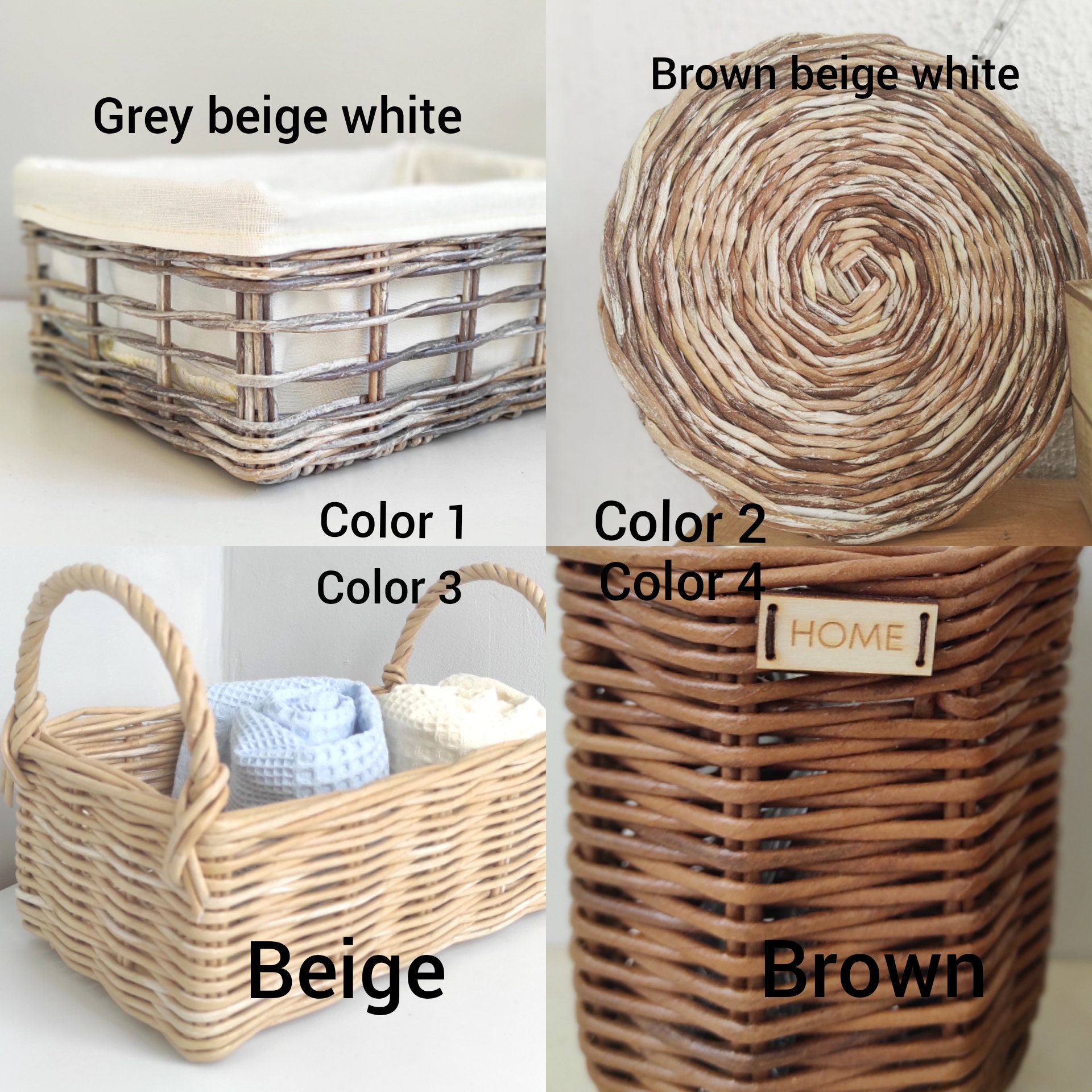 Towel basket for bathroom Rectangular basket from storage Grey Etsy