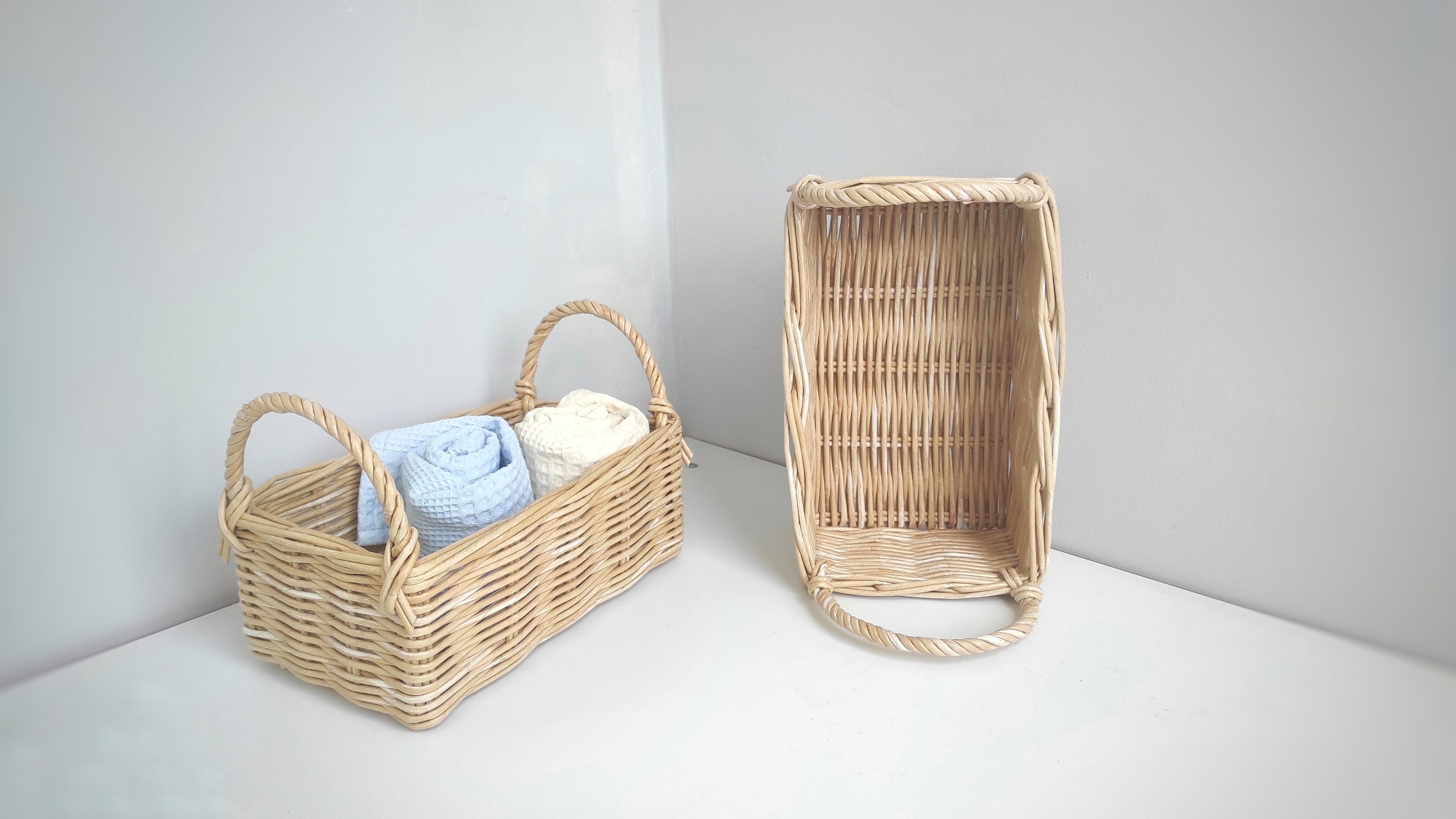 Beige rectangular hand towel basket Storage baskets for Etsy