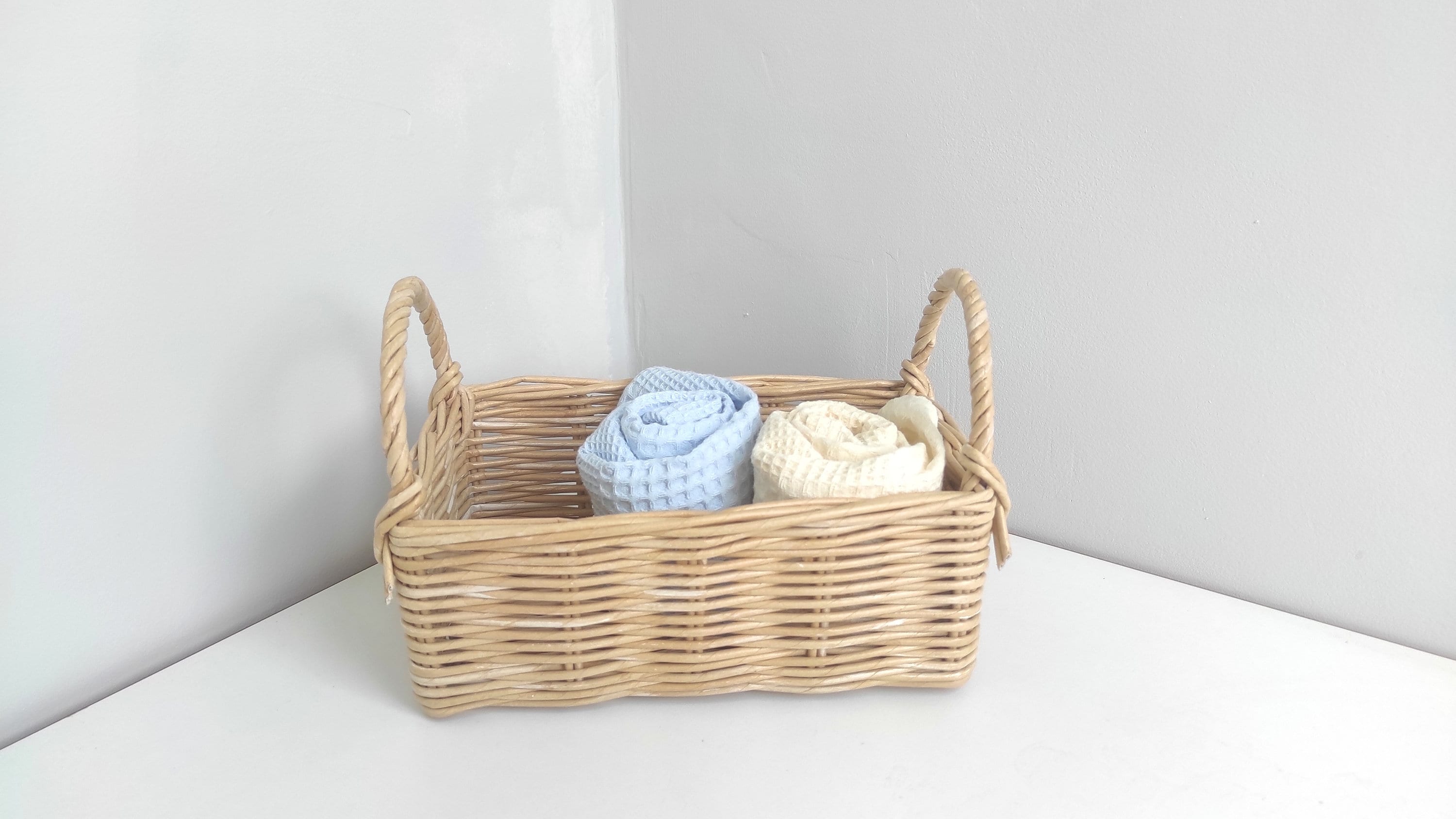 Beige rectangular hand towel basket Storage baskets for Etsy