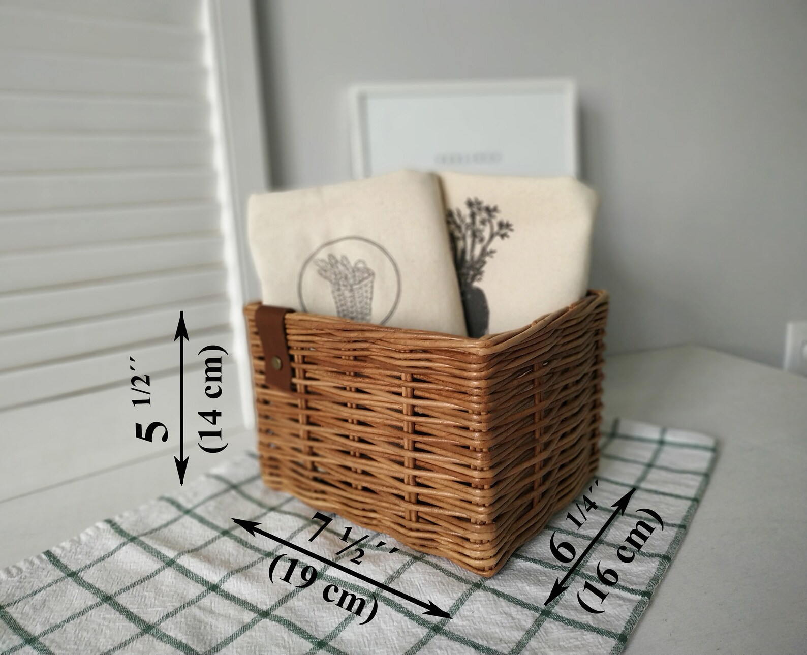 Hand towel basket Small storage basket for bathroom Wicker Etsy