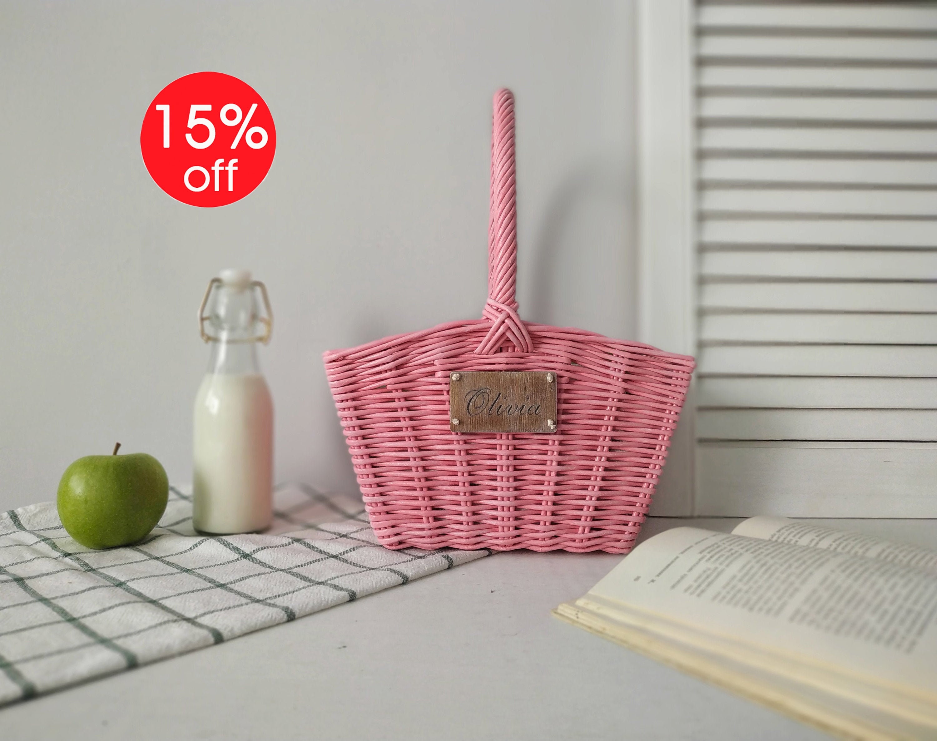 Pink personalized picnic basket for girl Kids picnic basket Etsy