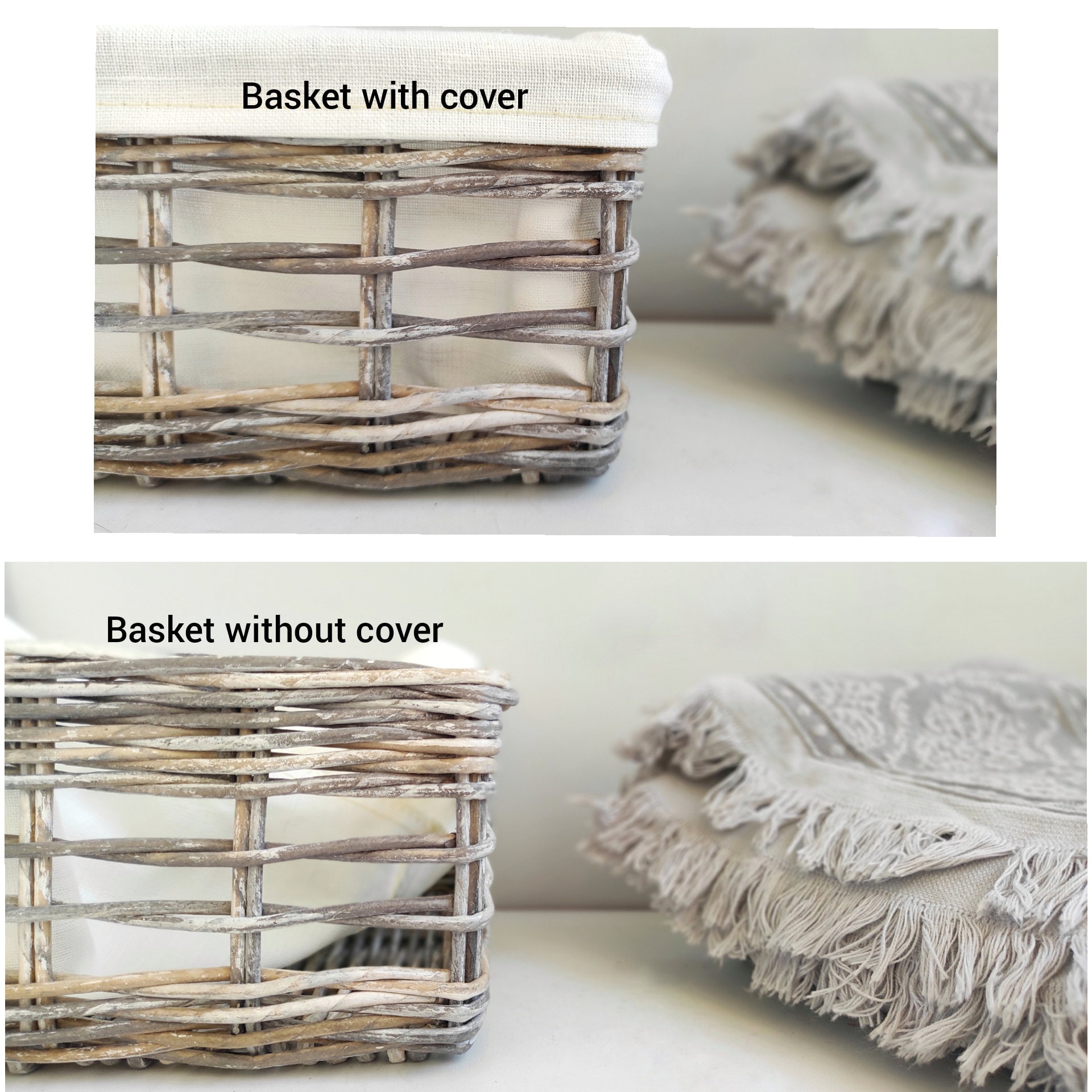 Towel basket for bathroom Rectangular basket from storage Grey Etsy