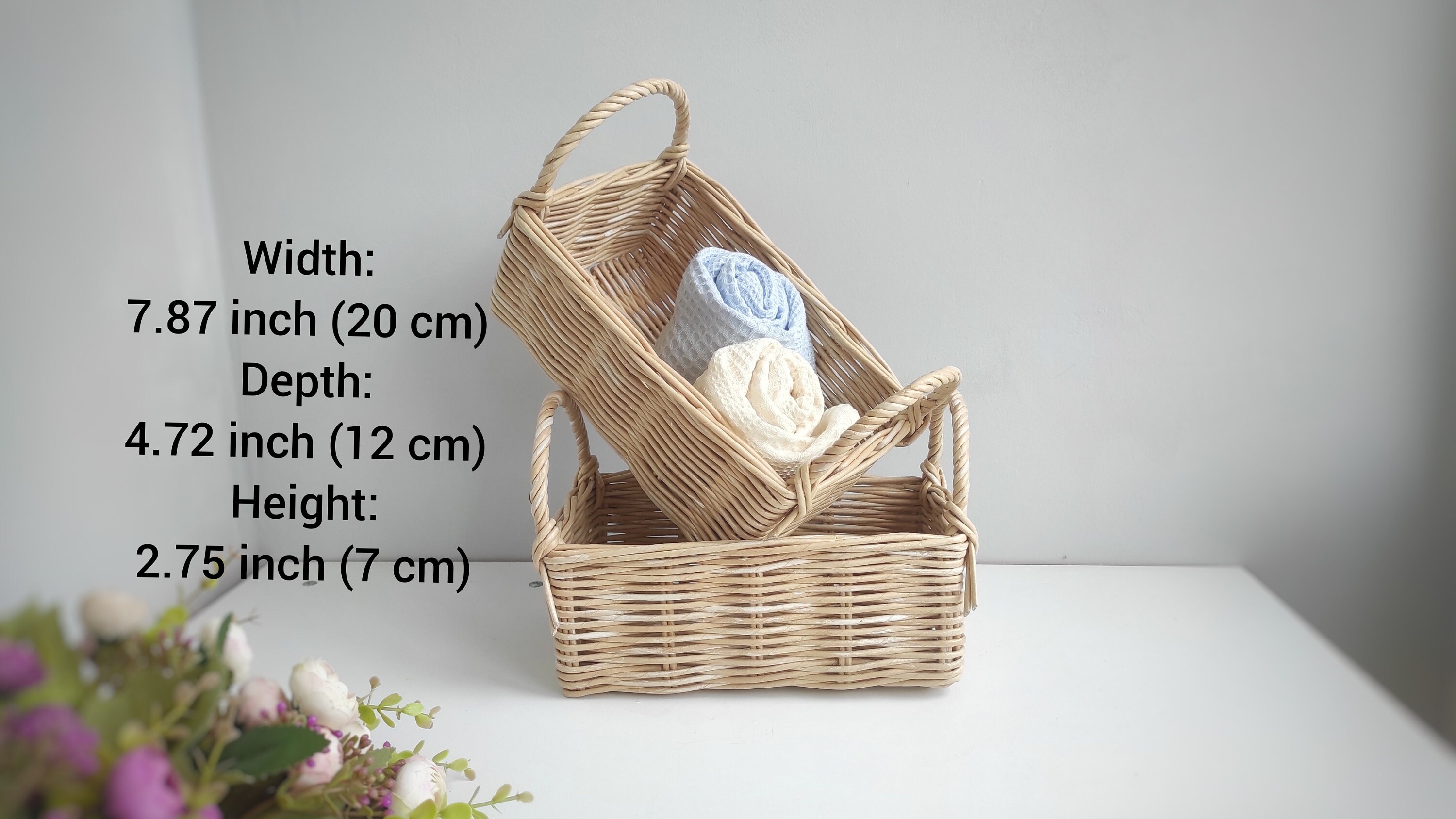 Beige rectangular hand towel basket Storage baskets for Etsy