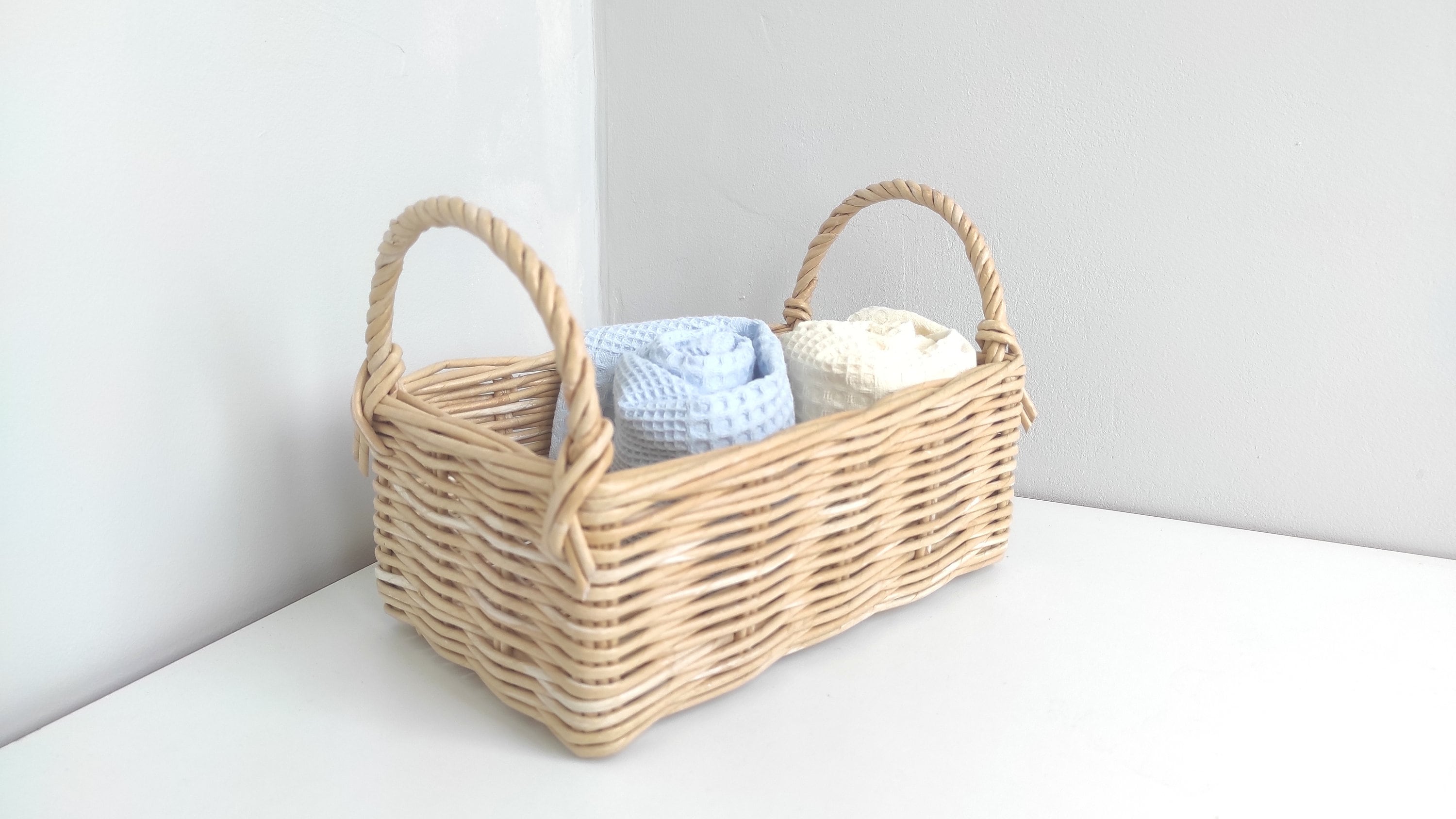 Beige rectangular hand towel basket Storage baskets for Etsy