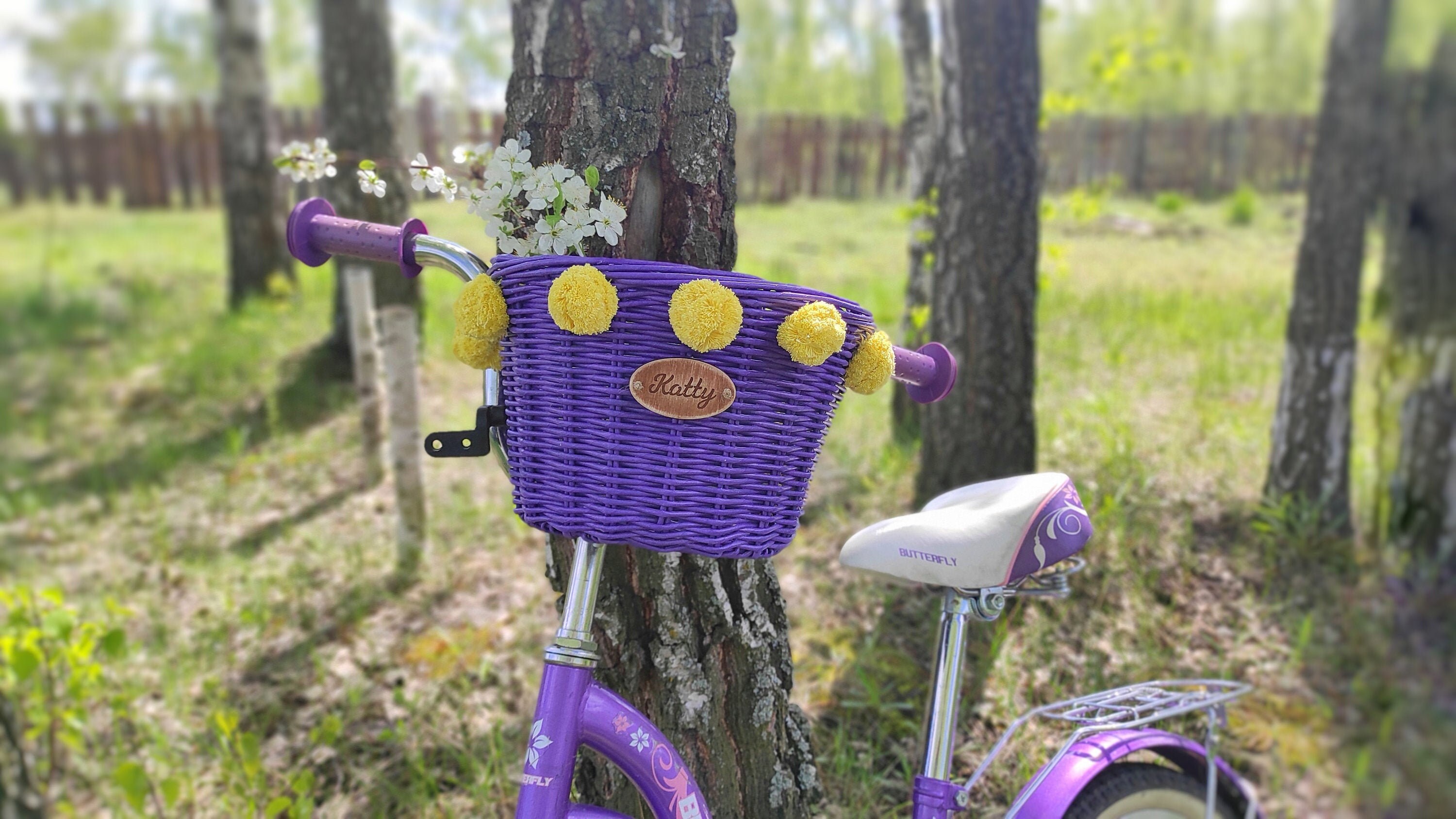 Cesta de bicicleta púrpura para niños Mimbre cesta Etsy Cesta de bicicleta púrpura para niños Mimbre cesta Etsy