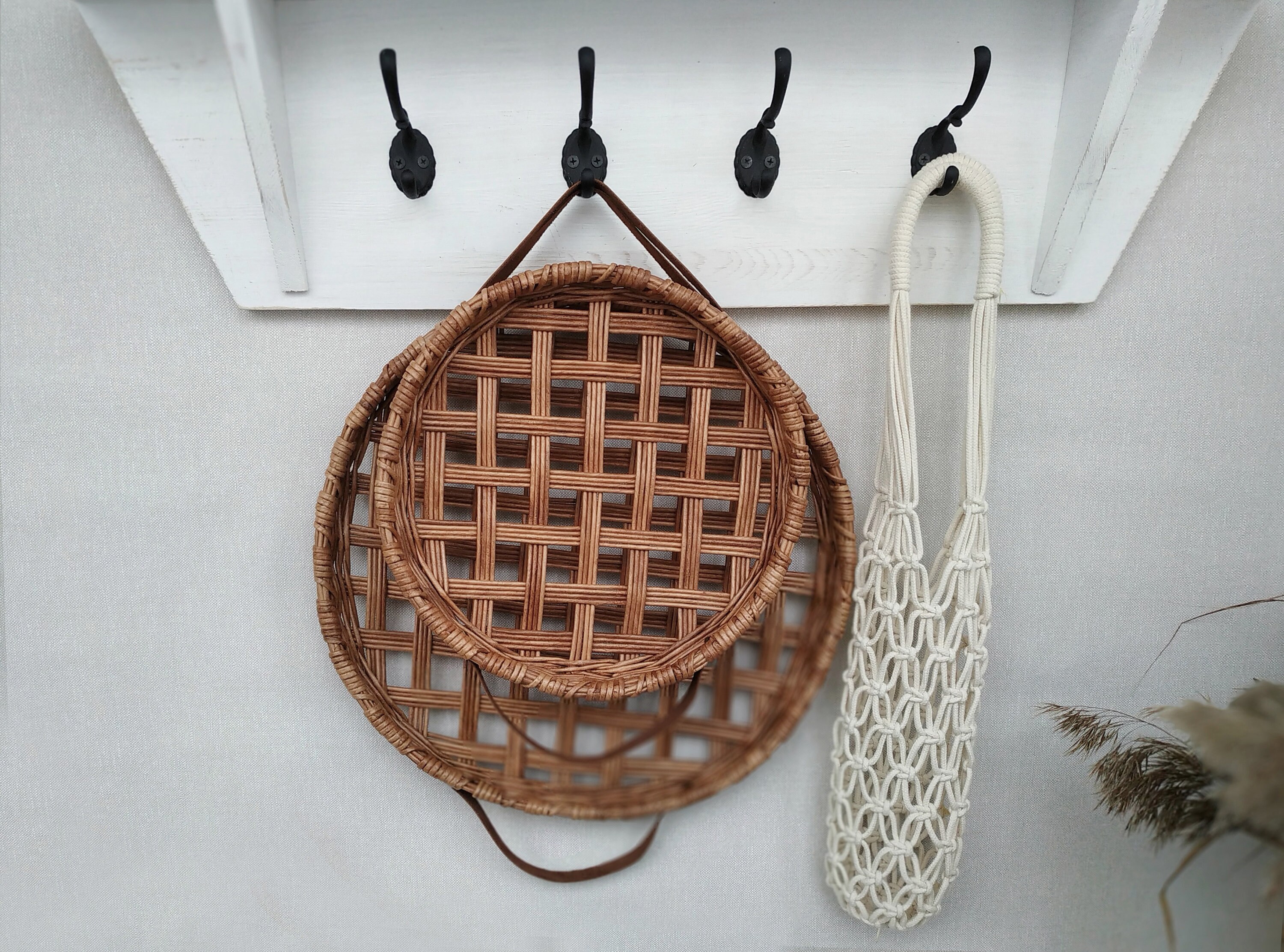 Rustic wall decor Round tobacco basket Wall basket set of 2 Etsy