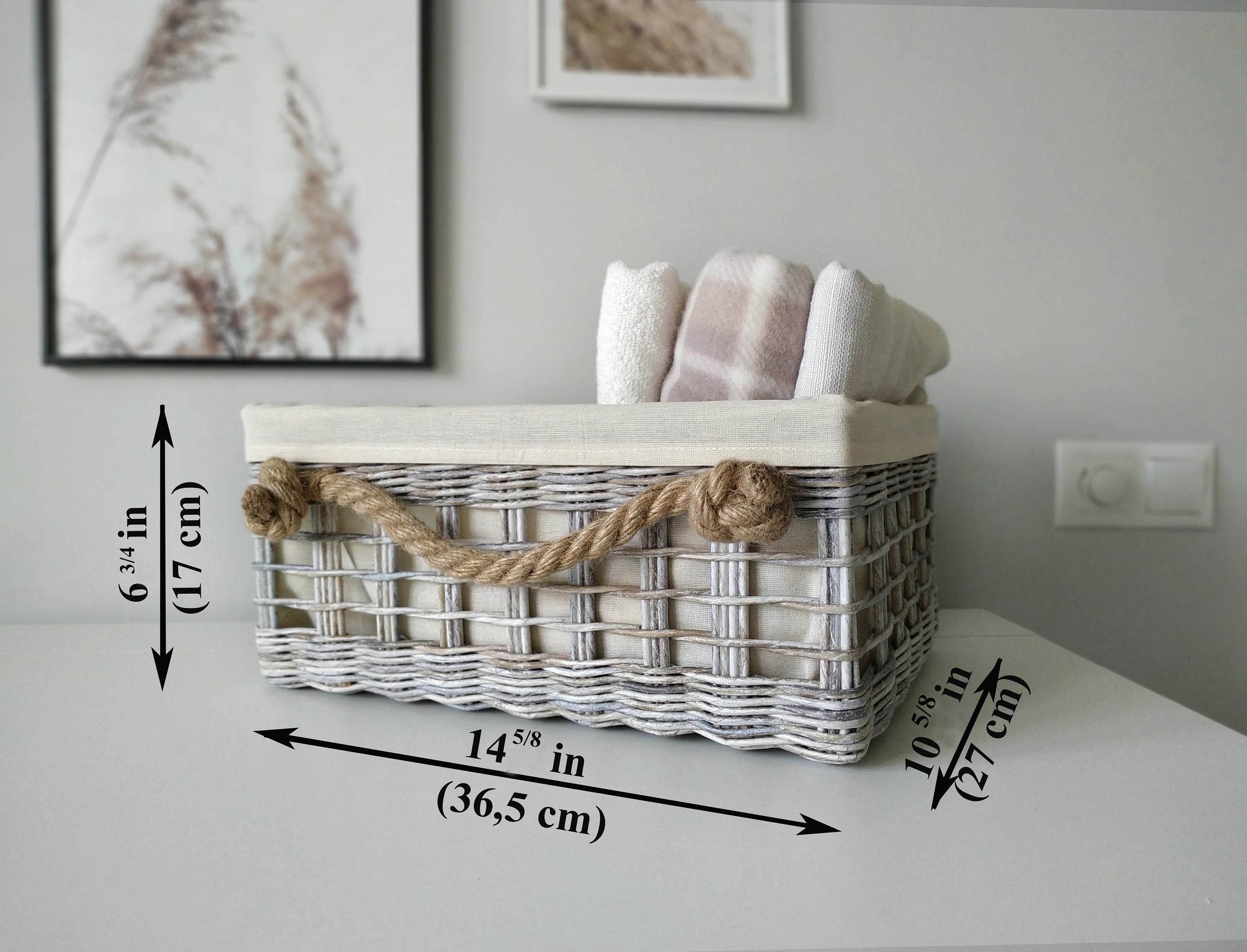 Grauer Wäschekorb Aufbewahrungskorb mit Griffen Weidenkorb | Etsy