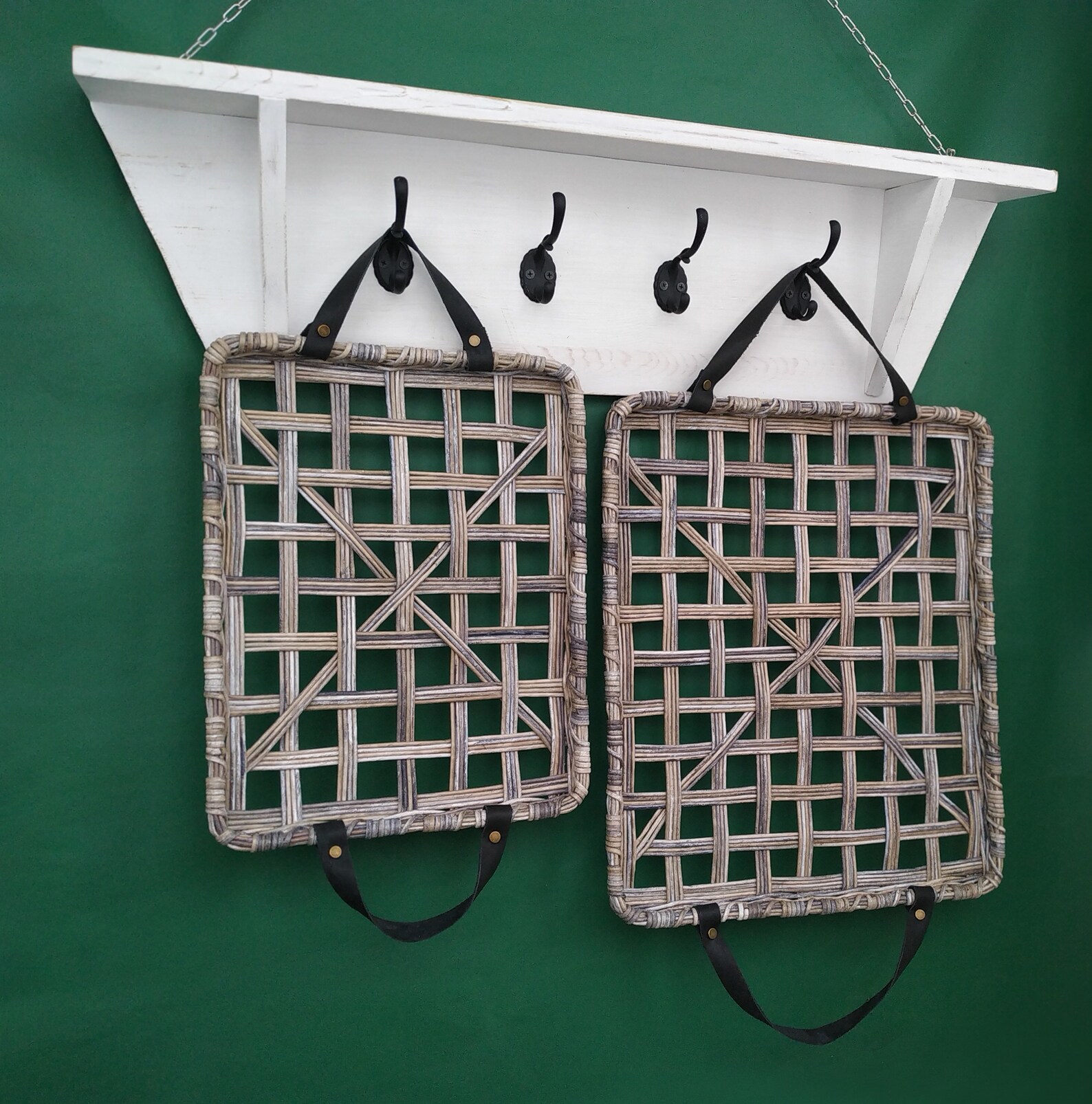 Large tobacco basket Farmhouse wall decor Wall basket set of 2 Etsy