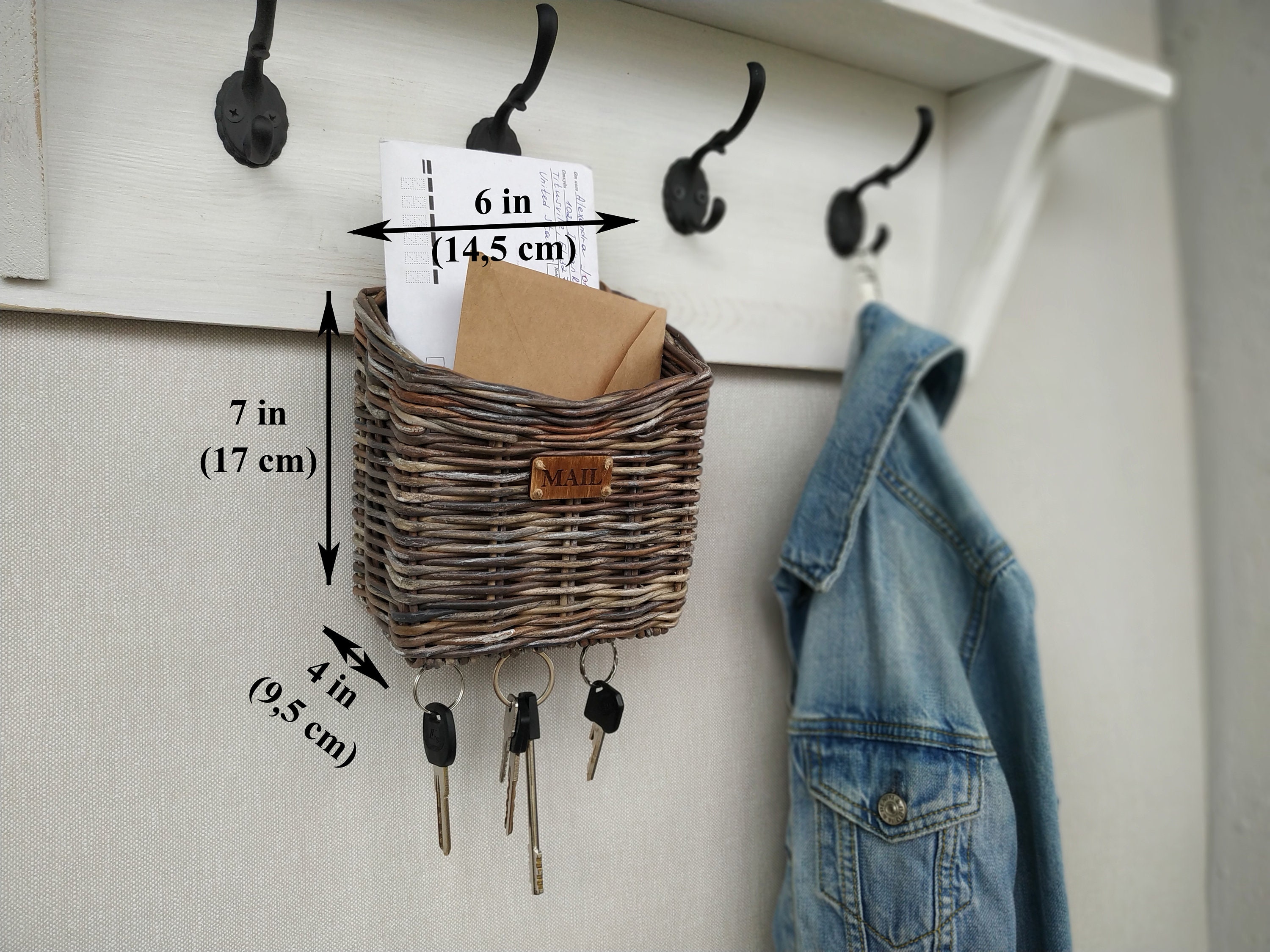 Wall mail organizer Mail and key holder Entryway organizer Etsy