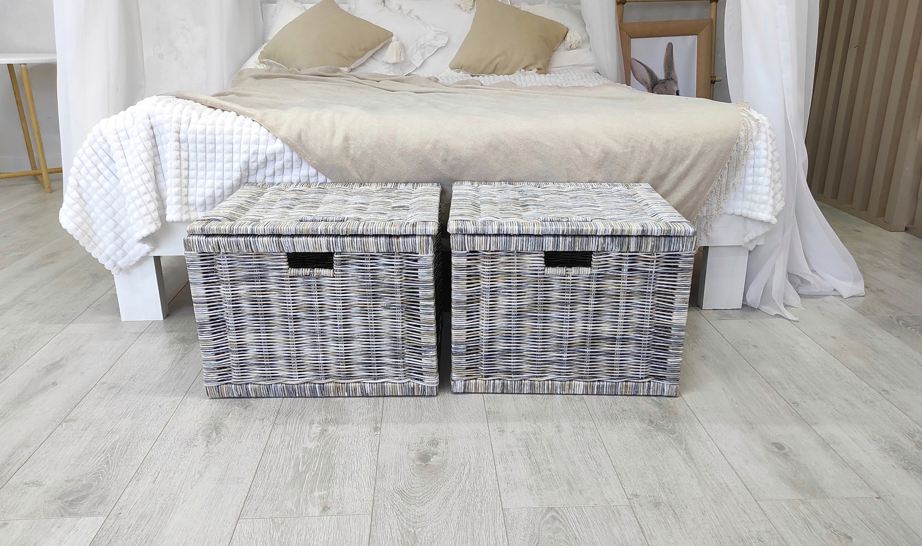 Wicker storage chest Grey storage trunks and chests Storage Etsy