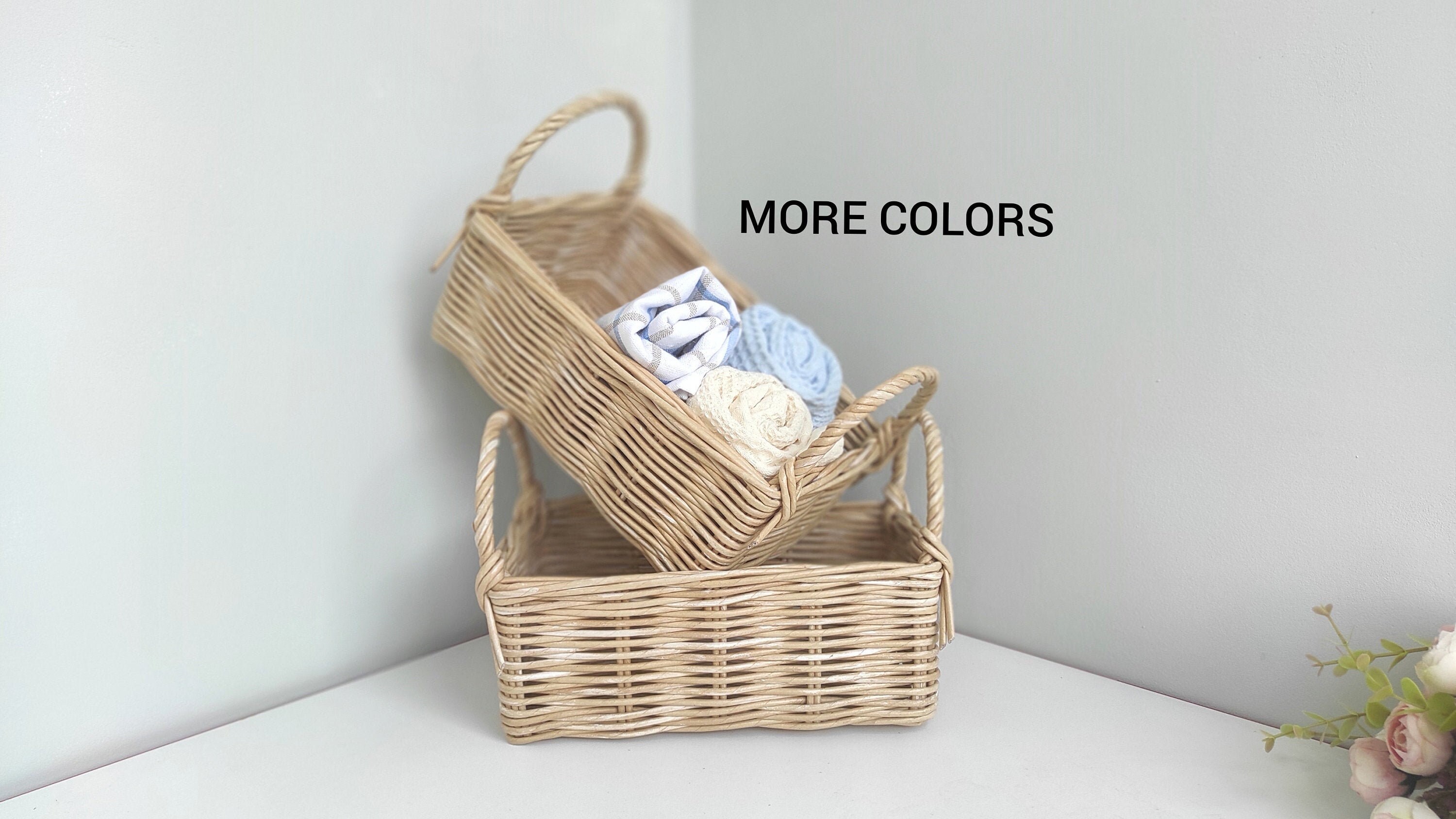 Beige rectangular hand towel basket Storage baskets for Etsy
