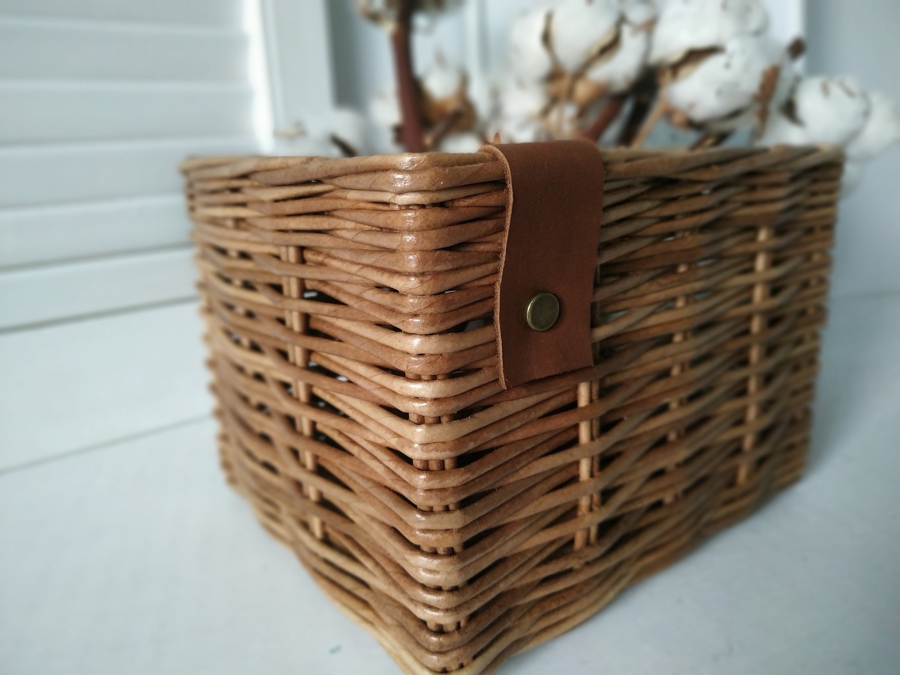 Hand towel basket Small storage basket for bathroom Wicker Etsy