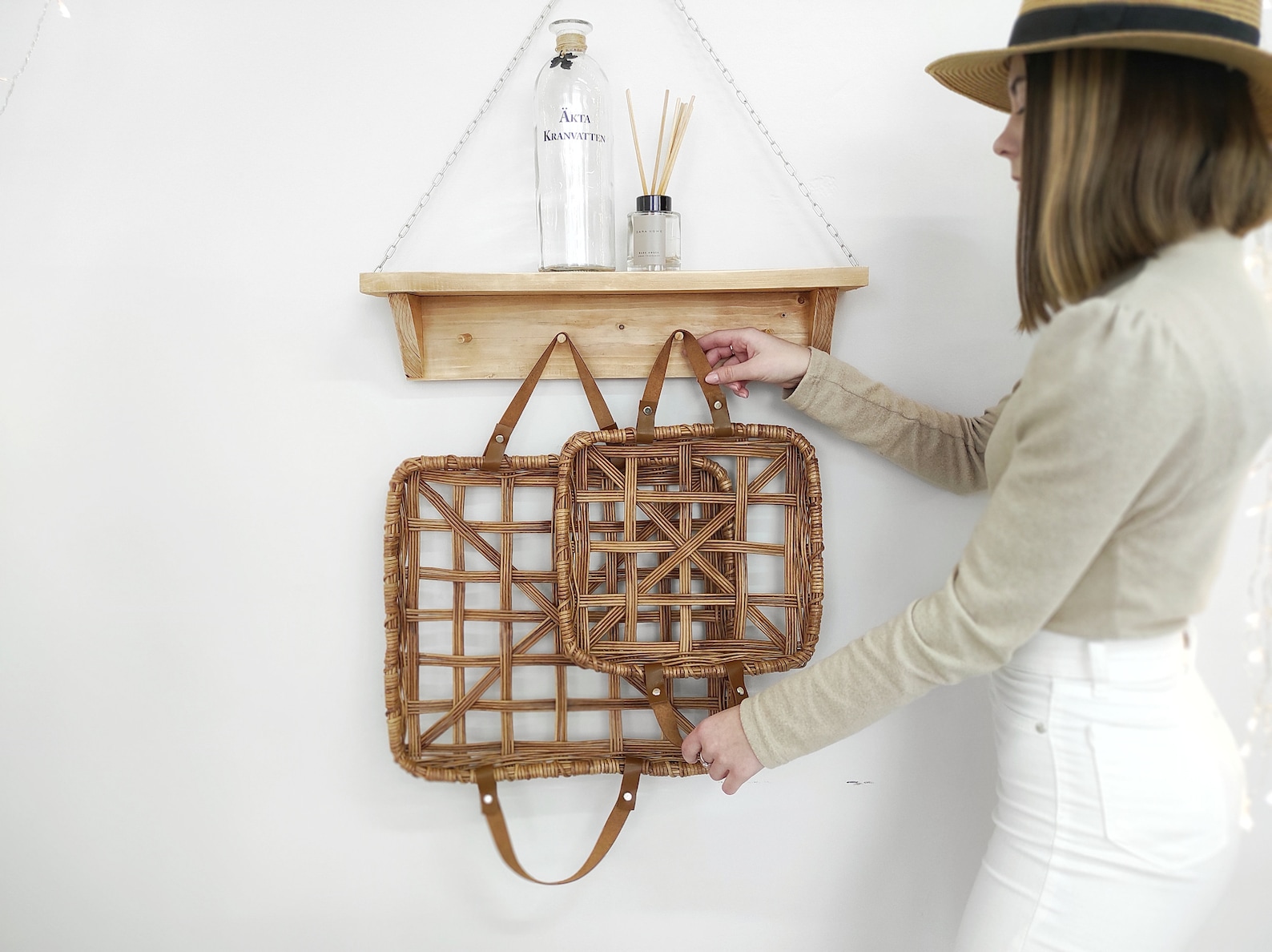 Square Tobacco Basket Rustic Wall Decor Wicker Wall Basket Set Etsy