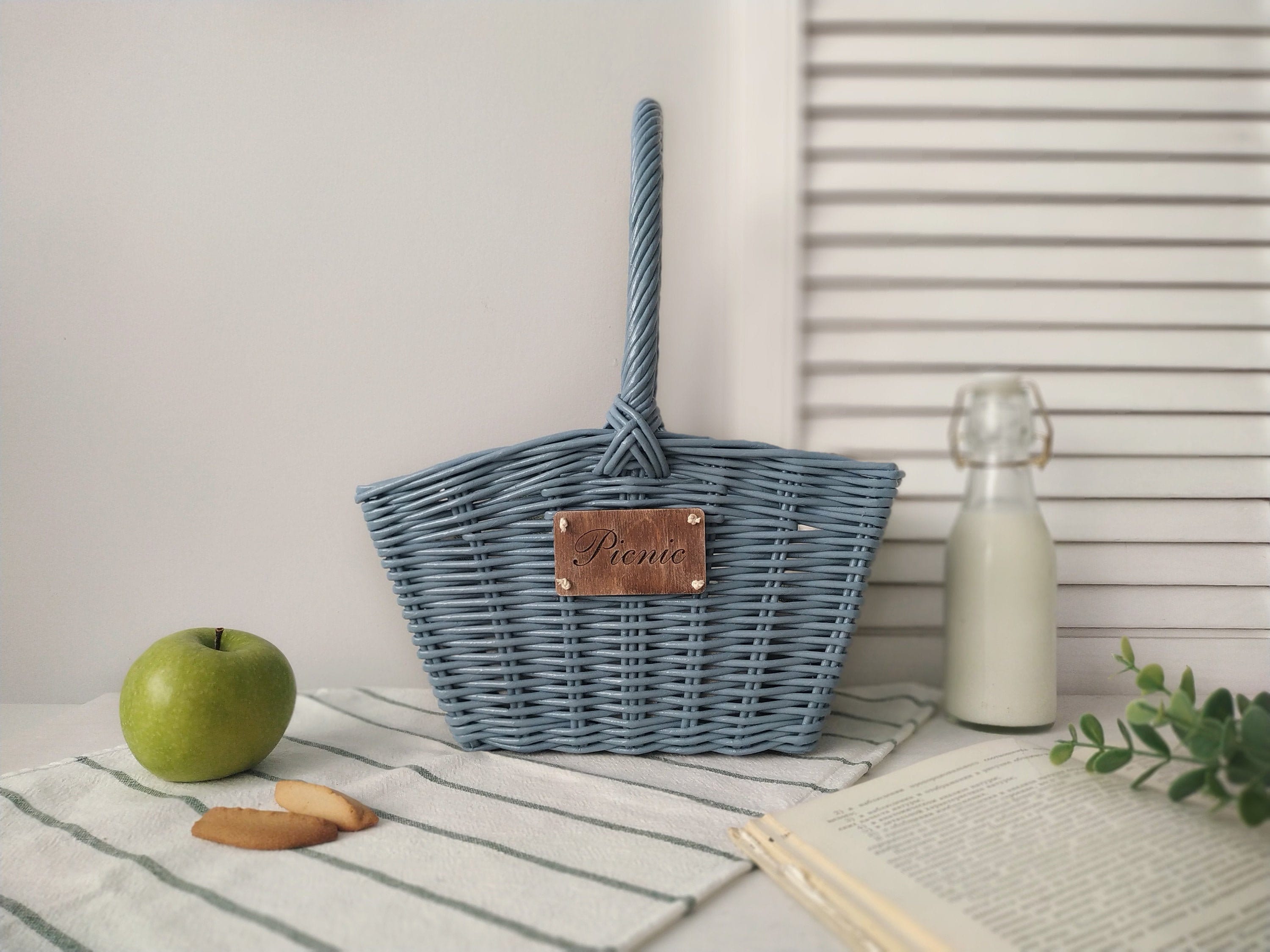 Sky blue personalized picnic basket for boy Toddler picnic Etsy