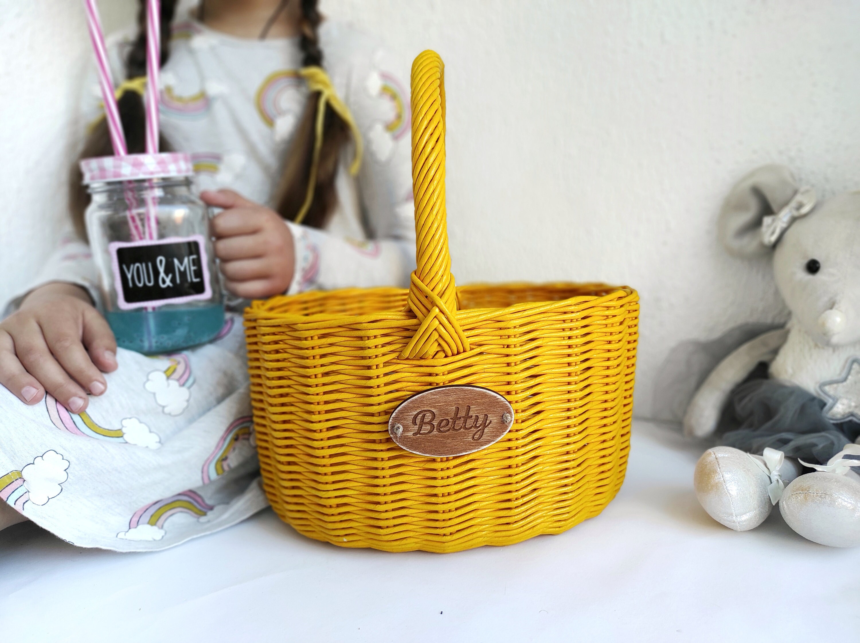 Personalized flower girl basket Small wicker basket with Etsy