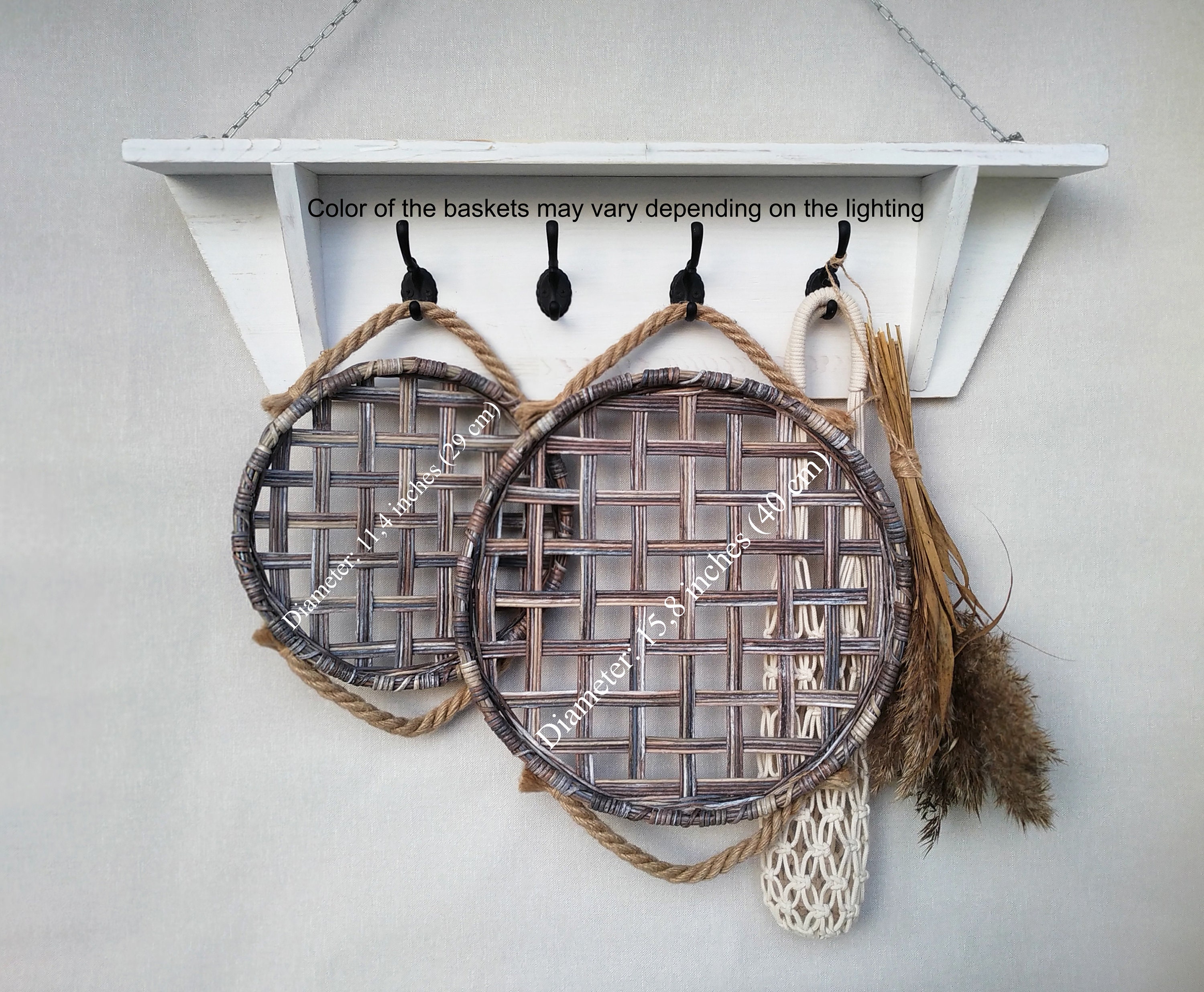 Round tobacco basket Farmhouse wall decor entryway Wall basket Etsy