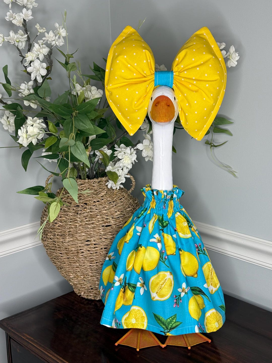 Porch Goose Outfit - Dress and Oversized Bow - Lemon Dress - Etsy