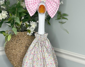 Porch Goose Outfit - Dress and Oversized Bow - Dainty Spring Florals