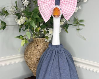 Porch Goose Outfit - Denim Dress and oversized bow - Gifts for her