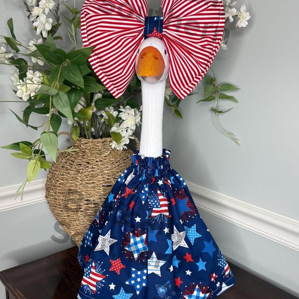 Porch Goose Outfit - Dress and Oversized Bow - Fourth of July