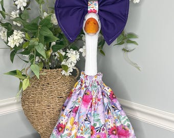 Porch Goose Outfit - Dress and Oversized Bow - Purple Floral