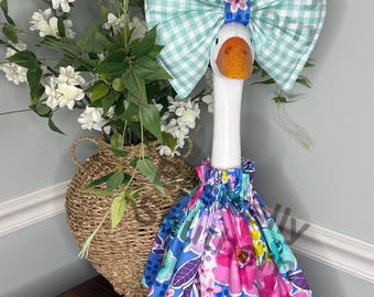 Porch Goose Outfit - Fits 21 - 28” - Dress and Big Bow - Classy Goose Clothes