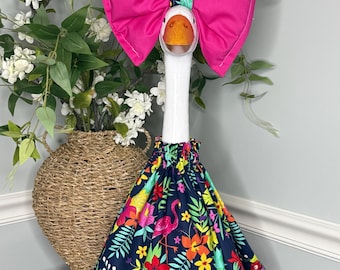Porch Goose Outfit - Dress and Oversized Bow - Flamingo Flare