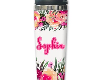 Floral Personalized Travel Mug