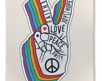 Peace & Love Metal Sign