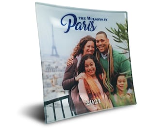 Family Photo Square Glass Plate