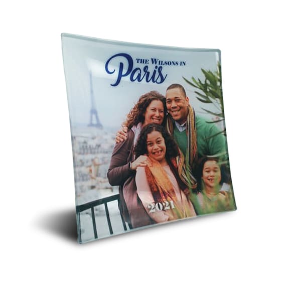 Family Photo Square Glass Plate