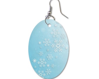 Snowflake Oval Shell Earrings