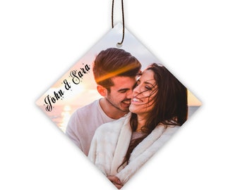 Diamond Shaped Glass Personalized Ornament