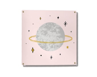 Moon Girl Square Metal Sign