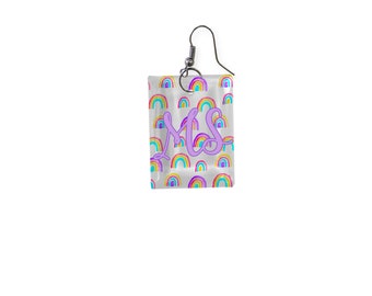 Monogrammed Rainbow Crystal Earrings - One Pair