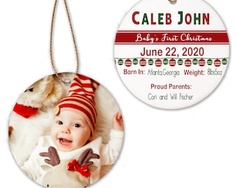 Custom Baby's First Christmas Round Porcelain Ornament (2-Sided)