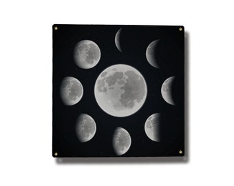Lunar Phases Square Metal Sign