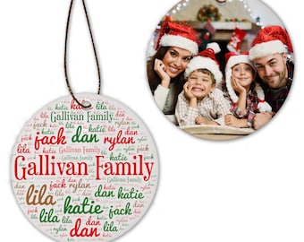 Family Name and Photo Round Porcelain Ornaments