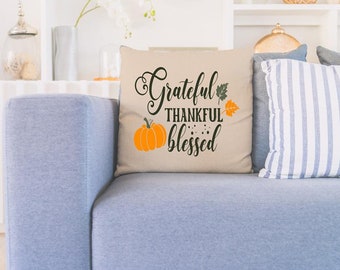 Grateful Thankful Blessed Pillow