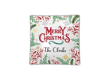 Personalized Christmas Square Glass Plate