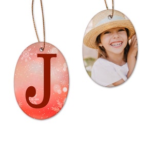 Two-Sided Initial and Photo Porcelain Ornament