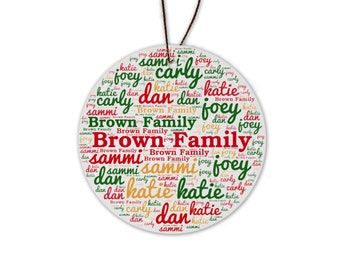 Family Name Round Glass Ornament