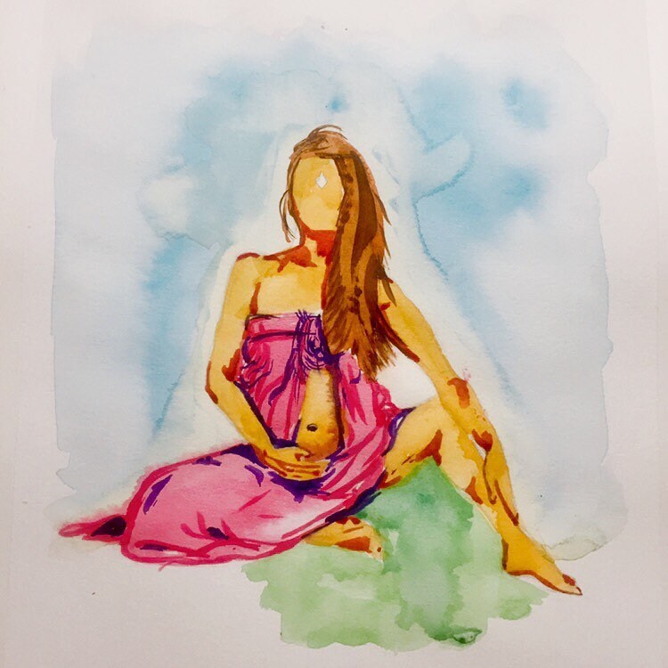 Maternity Art Custom HandPainted Watercolor // Pregnancy Art Etsy