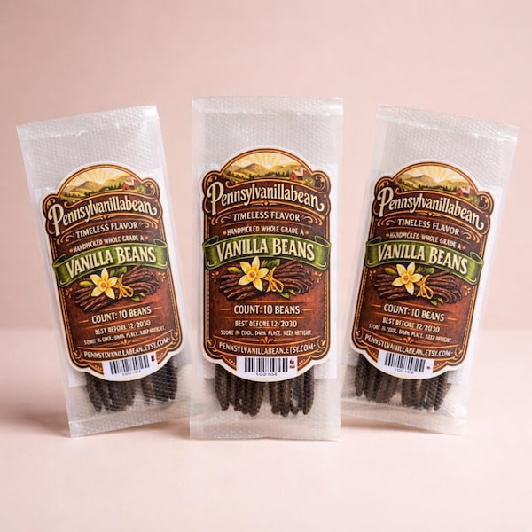 Vainas de vainilla Bourbon de Madagascar, grado A – Vainas enteras de 10-12,5 cm para extracto casero y repostería.