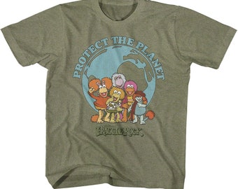 T-shirt vert militaire vintage pour tout-petit Fraggle Rock Save The Planet