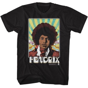 Camiseta negra con la carta psicodélica de Jimi Hendrix