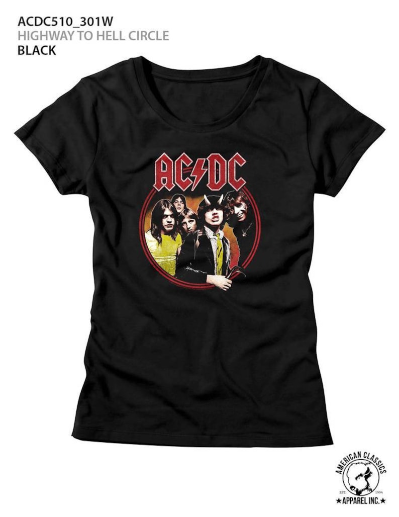 AC/DC Highway to Hell Circle Black Junior Women's T-shirt - Etsy